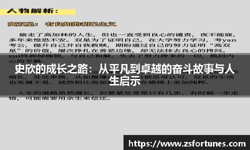 史欣的成长之路：从平凡到卓越的奋斗故事与人生启示
